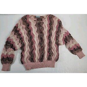 French Rags Hand Loomed Pullover Women Sweater Multicolor Pink Soft Measurements